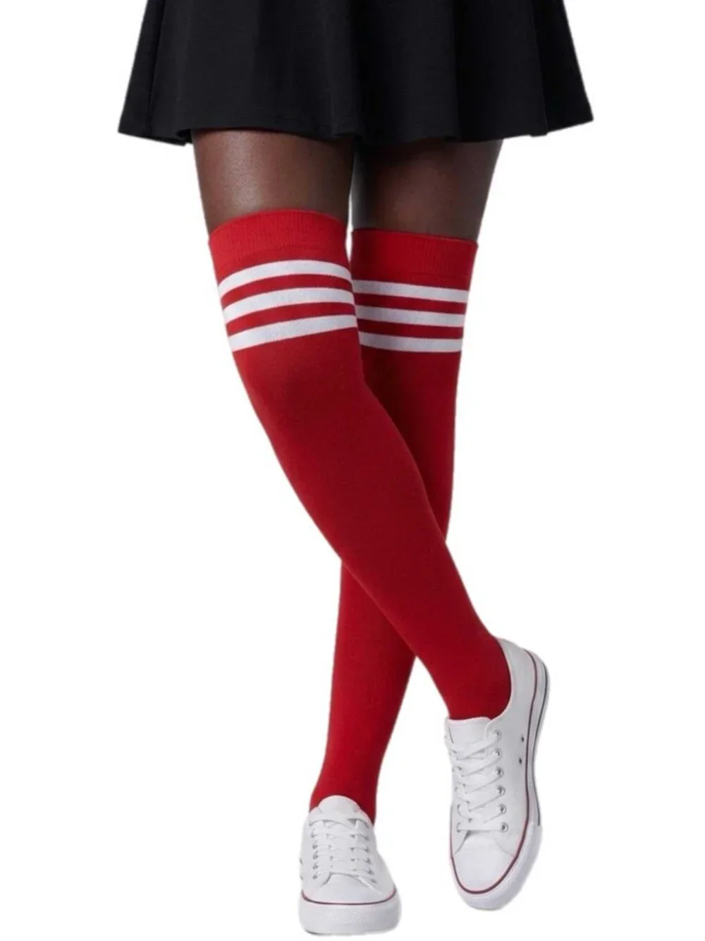 Red White Over The Knee Socks